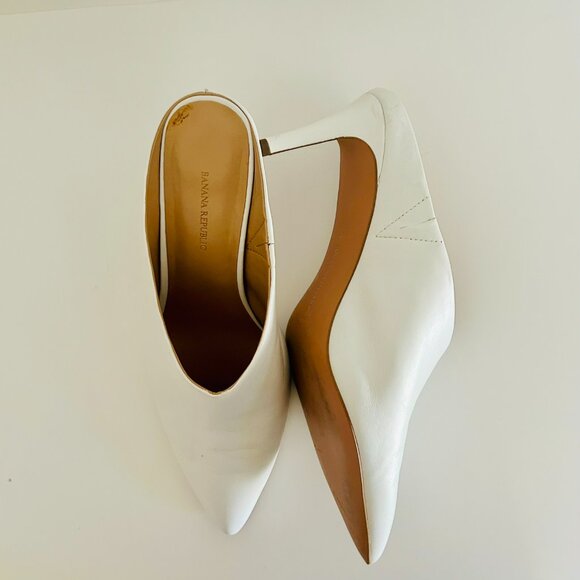 Banana Republic Mid-Heel Leather Mules in Ivory Size 10 - Picture 5 of 10